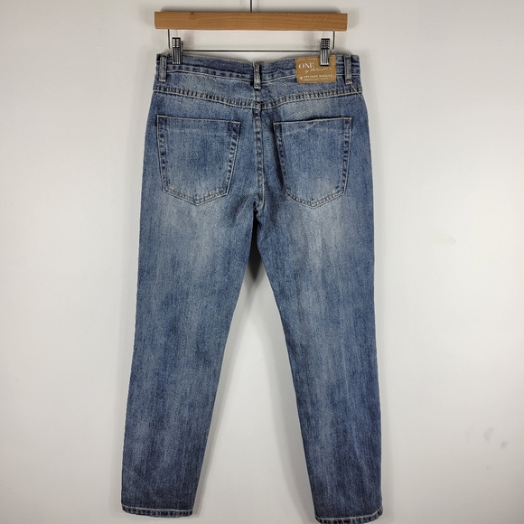 One Teaspoon Awesome Baggies Mid Rise Distressed Destroyed Straight Tapered Jean - Picture 9 of 10